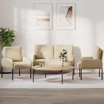 Sofų komplektai 3 pcs Kreminė 115 x 56 x 80 cm fanera