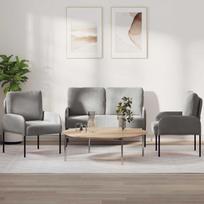 Sofų komplektai 3 pcs Šviesiai pilka 115 x 56 x 80 cm fanera