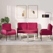 Sofų komplektai 3 pcs Vyno raudona 115 x 56 x 80 cm fanera
