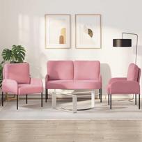 Sofų komplektai su pagalve 3 pcs Rožinė 115 x 56 x 80 cm fanera