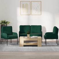 Sofų komplektai 3 pcs Tamsiai žalia 115 x 56 x 80 cm fanera