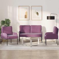 Sofų komplektai 3 pcs Violetinė 115 x 56 x 80 cm fanera