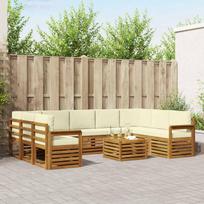 Sofų komplektai su pagalve 10 pcs Natūralus ir grietinėlė
