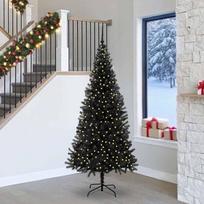 Kalėdų eglutė su 300 LED s stovu Juoda 240 cm PVC