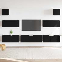 TV spintelių komplektas 7 pcs Juodas ąžuolas 100 x 30 x 30 cm