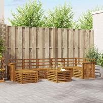 Sofų komplektai 8 pcs Natūrali Kietos akacijos mediena