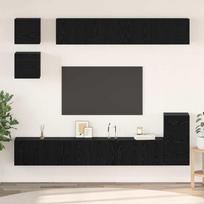 TV spintelių komplektas 8 pcs Juodas ąžuolas Apdirbta mediena