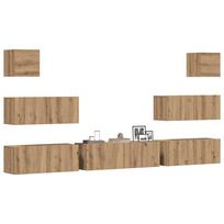 7 dalių sieninis televizoriaus spintelės komplektas Artisan Oak