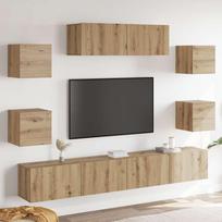 7 dalių sieninis televizoriaus spintelės komplektas Artisan Oak