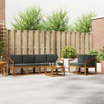 Lauko sofos komplektas su pagalve 7 pcs Natūralus ir antracitas