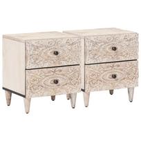 Šalia lovos spintelė su stalčių 2 pcs Balta 40 x 33,5 x 46 cm