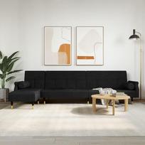 L formos sofa-lova, juodos spalvos, 271x140x70cm, aksomas