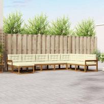 Lauko sofos komplektas su pagalve 8 pcs Natūralus ir grietinėlė
