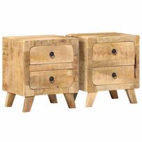 naktinė spintelė 2 vnt 40x32x46 cm medžio masyvo grubus mango