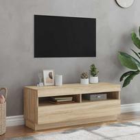 Televizoriaus spintelė su LED apšvietimu, ąžuolo, 100x35x40cm