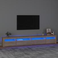Televizoriaus spintelė su LED apšvietimu, ąžuolo, 270x35x40cm