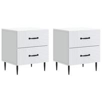 Šalia lovos spintelė su stalčių 2 pcs Balta 43 x 34,5 x 47,5 cm