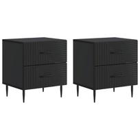 Šalia lovos spintelė su stalčių 2 pcs Juoda 43 x 34,5 x 47,5 cm