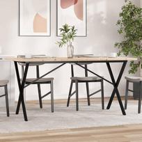 Valgomojo stalas, 160x80x75,5cm, pušis ir plieninis, X formos rėmas