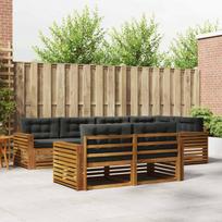 Lauko sofos komplektas su pagalve 7 pcs Natūralus ir antracitas