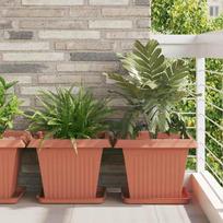 Augalų vazonai 24 pcs Raudona plyta 43 x 43 x 33,5 cm Plastmasė
