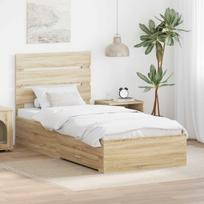 Lovos rėmas su stalčių Sonamos ąžuolo ir sidabro 75 x 190 cm
