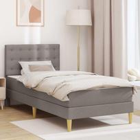 Lovos rėmas su čiužiniu su galvūgalio Taupe 90 x 190 cm audinys