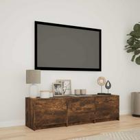 TV spintelė su LED su LED Rūkytas Ąžuolas 140 x 34 x 40 cm