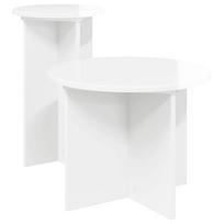 Šoninių staliukų komplektas su saugykla 2 pcs Itin blizgi balta