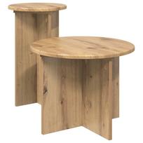 Šoninių staliukų komplektas su saugykla 2 pcs Artisano ąžuolo