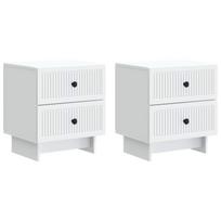 Šalia lovos spintelė su stalčių 2 pcs Balta 43 x 34,5 x 47,5 cm