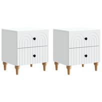 Šalia lovos spintelė su stalčių 2 pcs Balta 43 x 34,5 x 48 cm