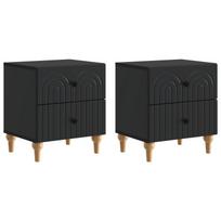 Šalia lovos spintelė su stalčių 2 pcs Juoda 43 x 34,5 x 48 cm