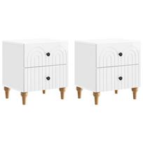 Šalia lovos spintelė 2 pcs Itin blizgi balta 43 x 34,5 x 48 cm