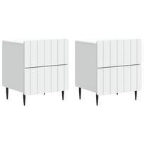 Šalia lovos spintelė su stalčių 2 pcs Balta 43 x 34,5 x 49,5 cm