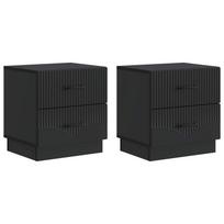 Šalia lovos spintelė su stalčių 2 pcs Juoda 43 x 34,5 x 44,5 cm