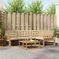 Lauko sofos komplektas 5 pcs Balta ir kreminė 79 x 79 x 37 cm