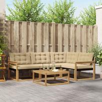 Lauko sofos komplektas 5 pcs Balta ir kreminė 79 x 79 x 37 cm