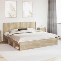 Lovos rėmas su saugojimu ir nugara Sonoma ąžuolas 200 x 200 cm