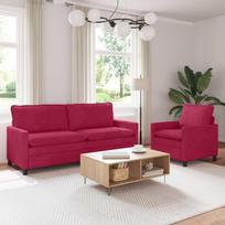 Sofos komplektas 2 pcs Vyno raudona Aksomas