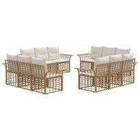 Lauko sofos komplektas 12 pcs Natūralus ir grietinėlės baltas
