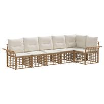 Lauko sofos komplektas 6 pcs Natūralus ir grietinėlės baltas