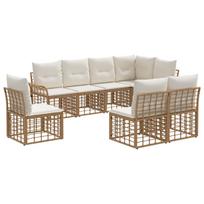 Lauko sofos komplektas 8 pcs Natūralus ir grietinėlės baltas