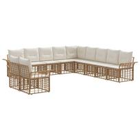 Lauko sofos komplektas 11 pcs Natūralus ir grietinėlės baltas