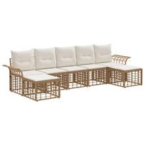 Lauko sofos komplektas 7 pcs Natūralus ir grietinėlės baltas