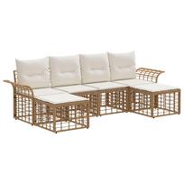 Lauko sofos komplektas 6 pcs Natūralus ir grietinėlės baltas