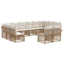 Lauko sofos komplektas 12 pcs Natūralus ir grietinėlės baltas