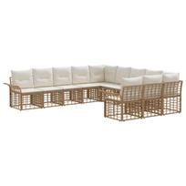 Lauko sofos komplektas 11 pcs Natūralus ir grietinėlės baltas
