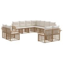 Lauko sofos komplektas 11 pcs Natūralus ir grietinėlės baltas