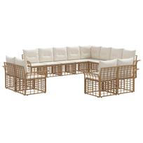 Lauko sofos komplektas 12 pcs Natūralus ir grietinėlės baltas